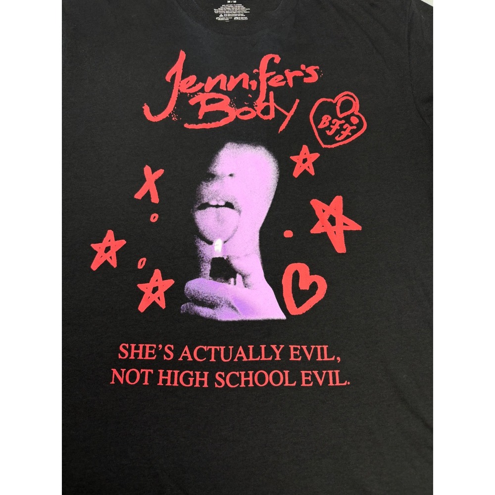 Jennifer's Body Movie Graphic T-Shirt Black Pink She's Actually Evil Size Medium - Picture 2 of 7